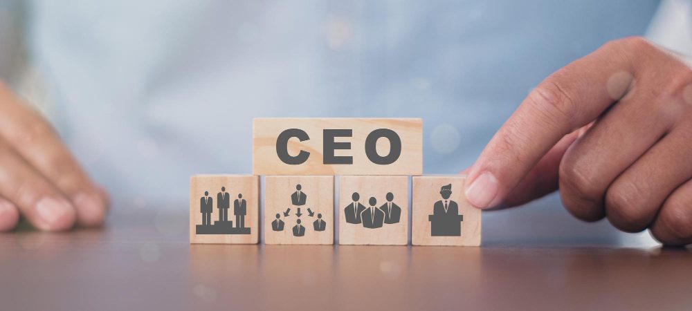 CEO with wooden blocks image